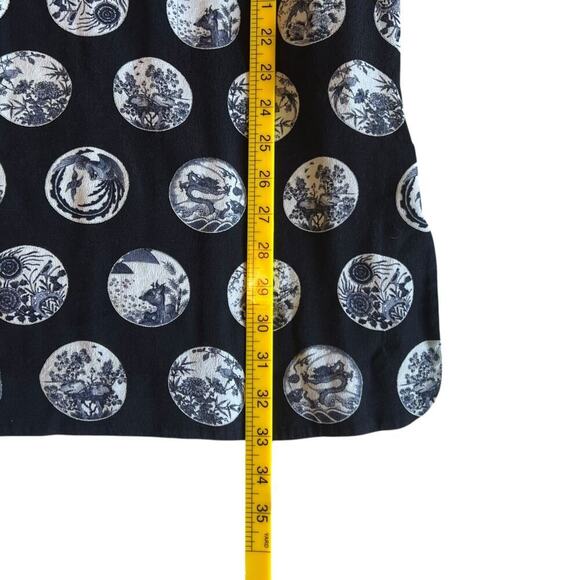 & Other Stories Women's Asian Lunar Print Mini Dress Quarter Sleeves Blue Sz 2 - Picture 10 of 10